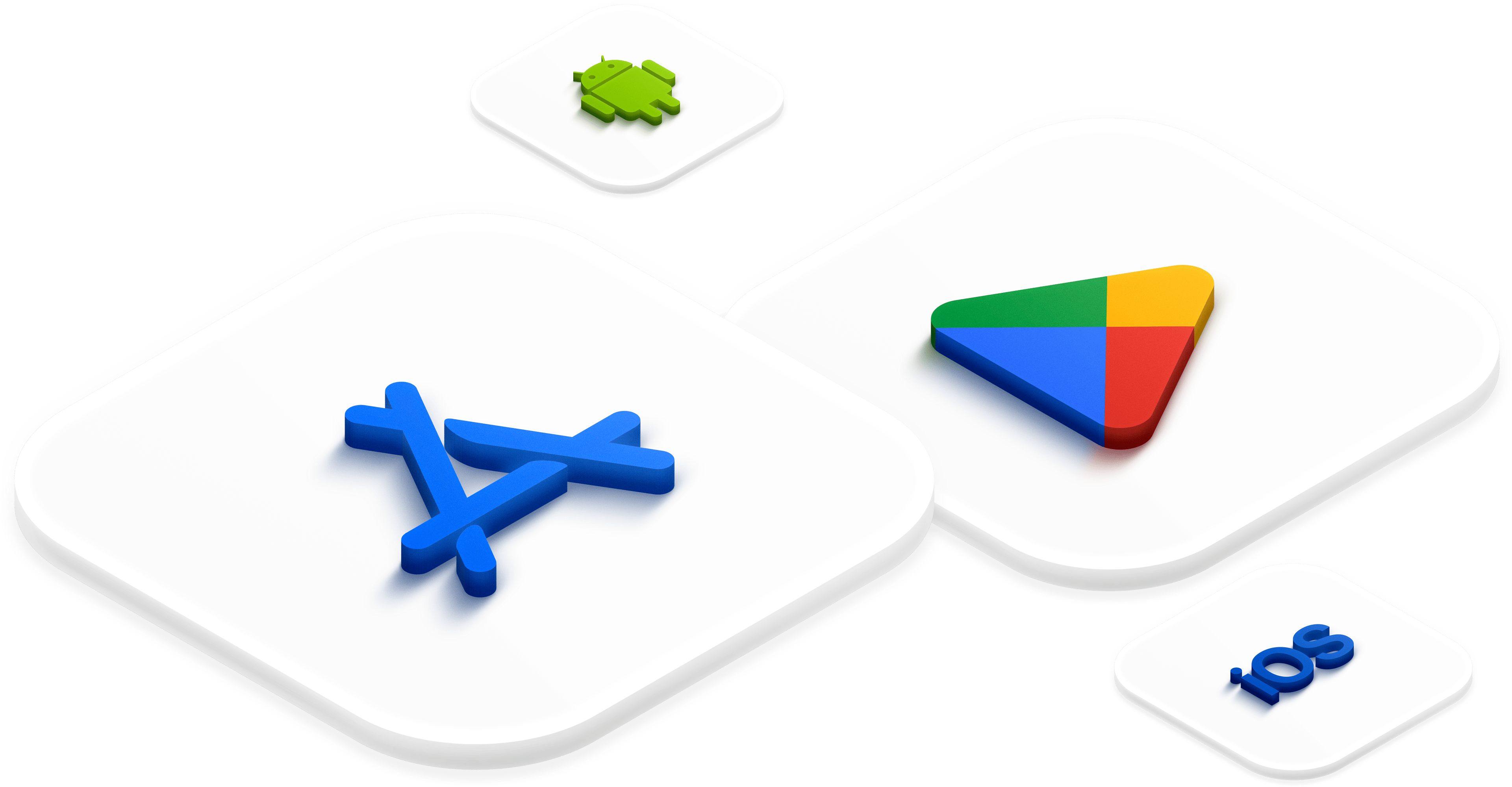 Apple App Store, Google Play, iOS, and Android Logos